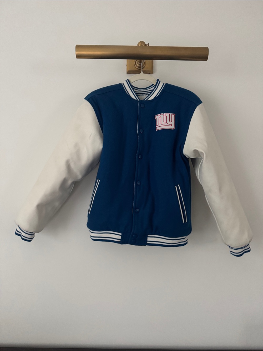 Kids Blue and White Varsity Jacket with NY Logo